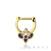 GALAXY PURPLE MARQUISE CZ SEPTUM HINGED CLICKER